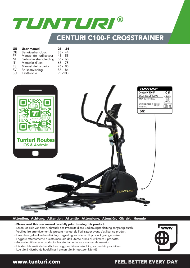 Imagen de la primera página del manual del dispositivo Centuri C100-F