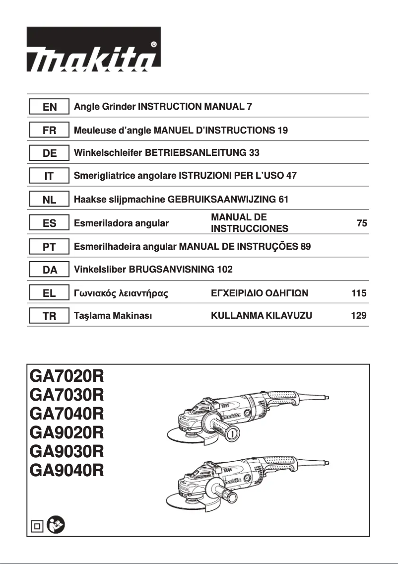 Página 1 del manual Manual de usuario Makita GA9020R