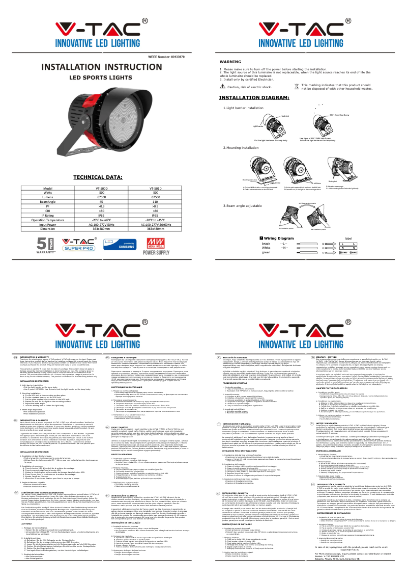 Imagen de la primera página del manual del dispositivo VT-500D