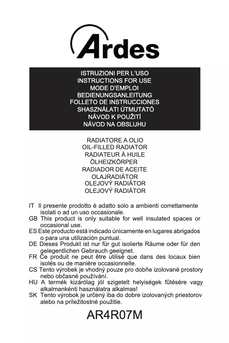 Imagen de la primera página del manual del dispositivo AR4R07M