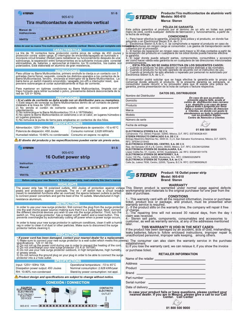 Página 1 del manual Manual de usuario Steren 905-610