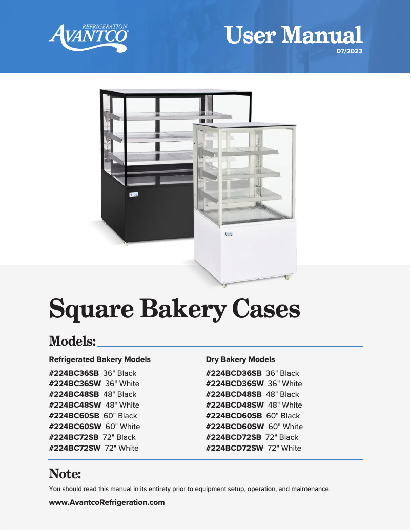 Página 1 del manual Manual de usuario Avantco BCD-36-SB