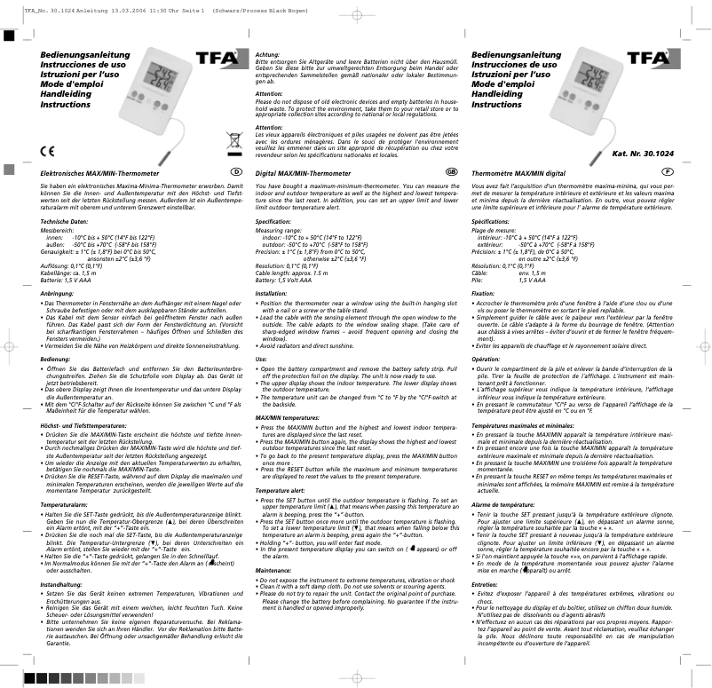 Página nº 1 - Manual de usuario TFA 30.1024