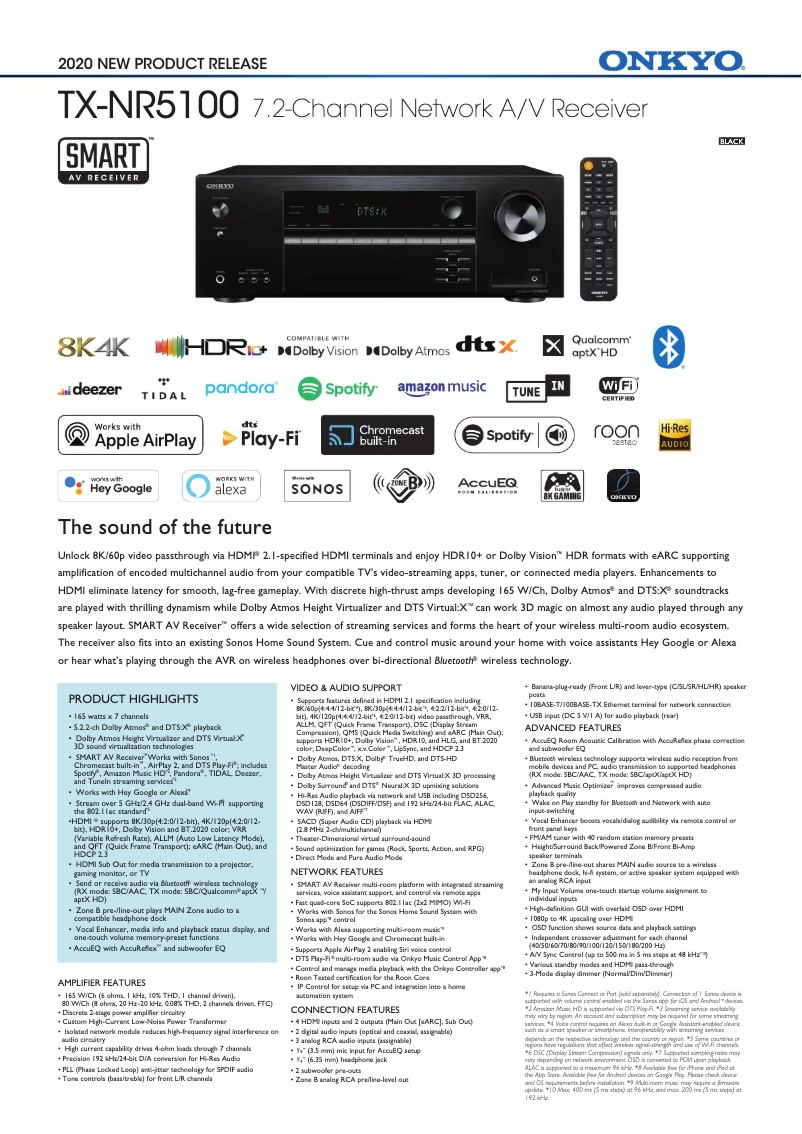 Imagen de la primera página del manual del dispositivo TX-NR5100