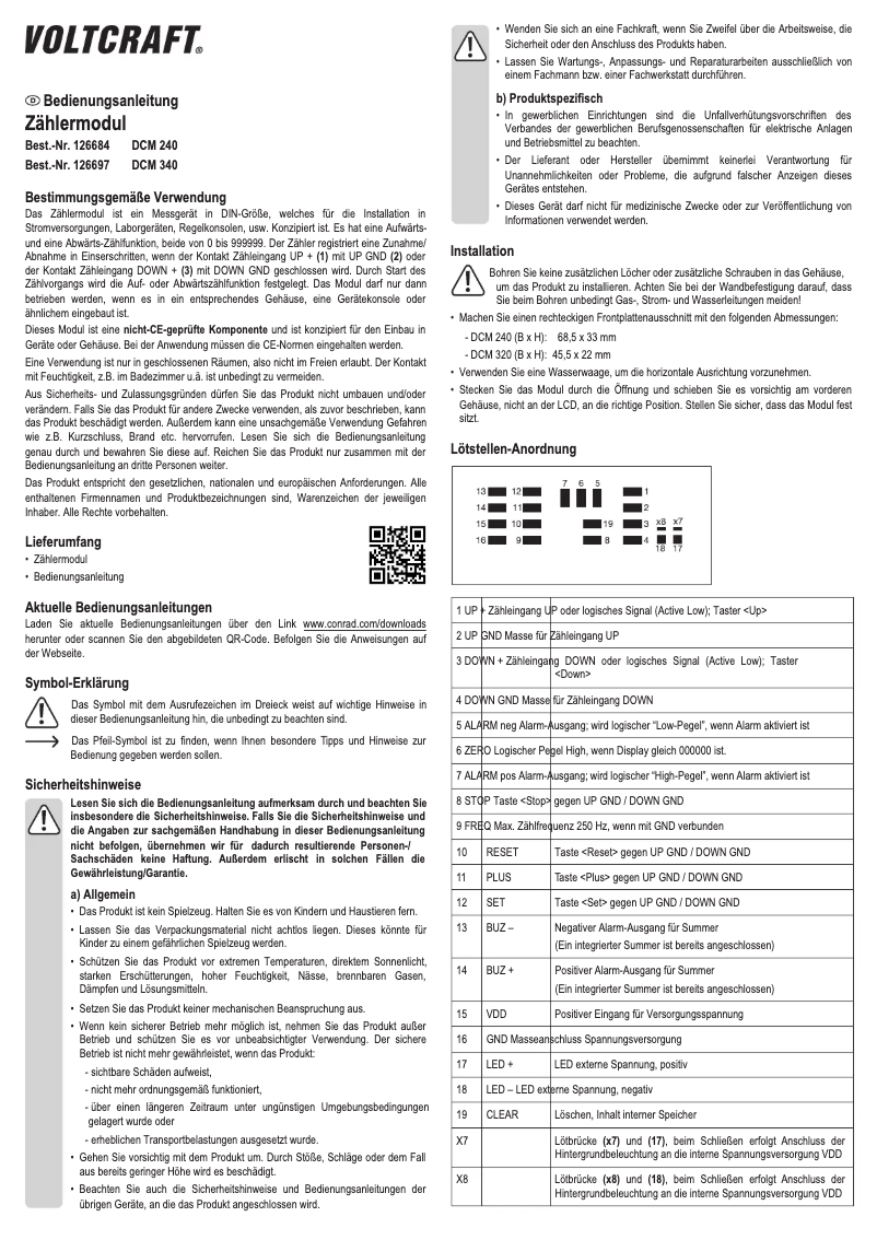 Página 1 del manual Manual de usuario Voltcraft DCM 240