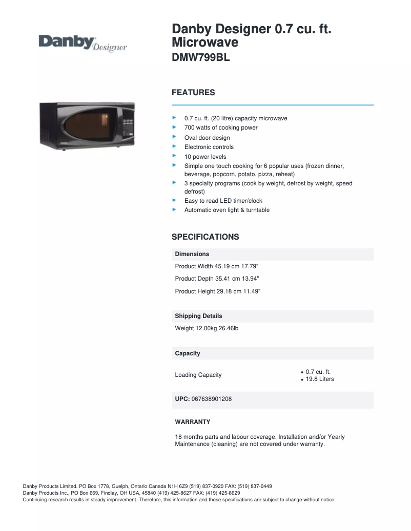 Imagen de la primera página del manual del dispositivo DMW799BL