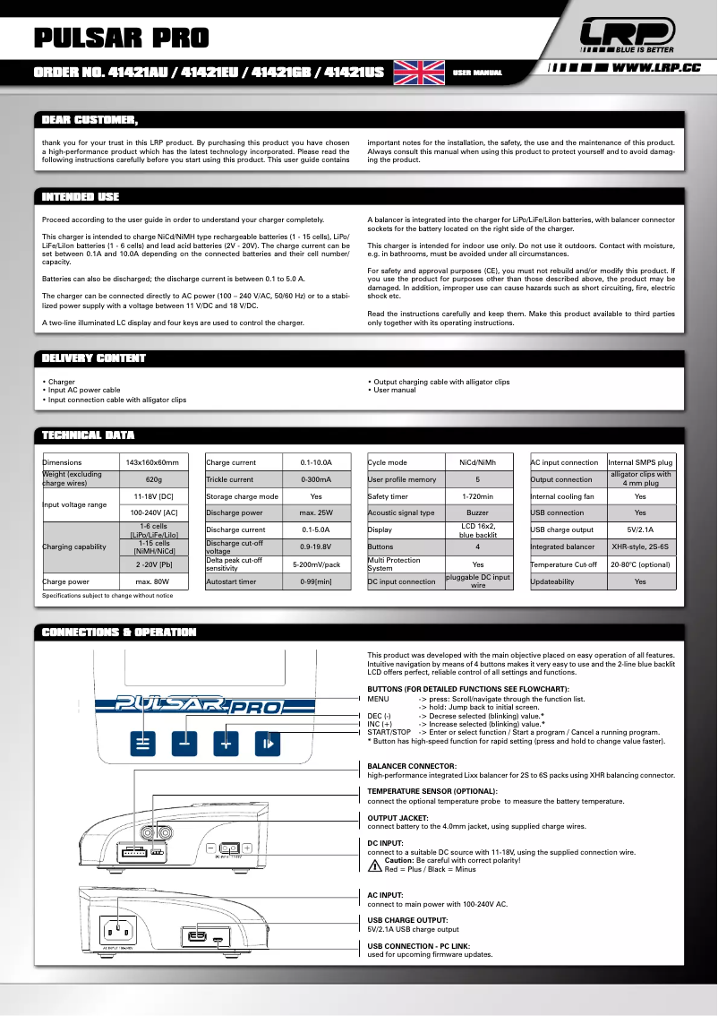 Página nº 1 - Manual de usuario LRP Pulsar Pro