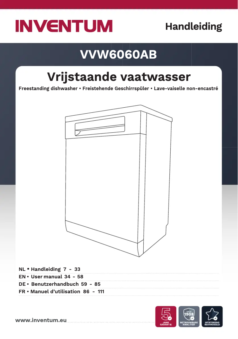 Imagen de la primera página del manual del dispositivo VVW6060AB
