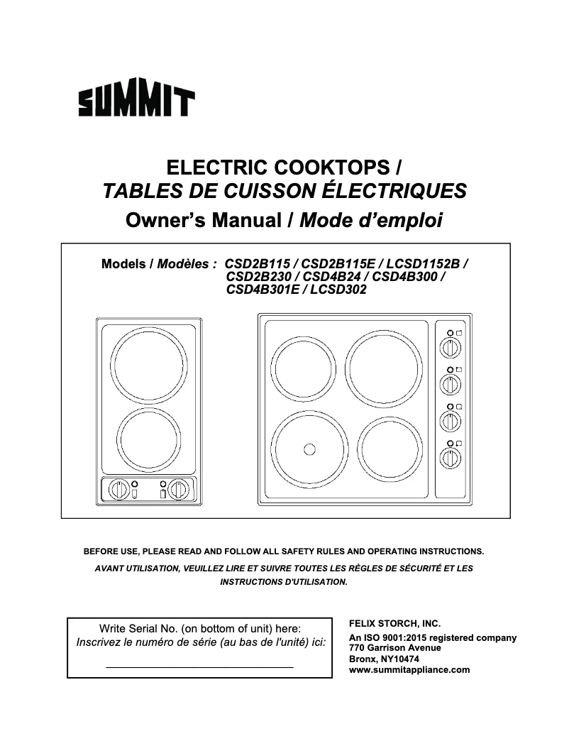 Página 1 del manual Manual de usuario Summit CSD4B300