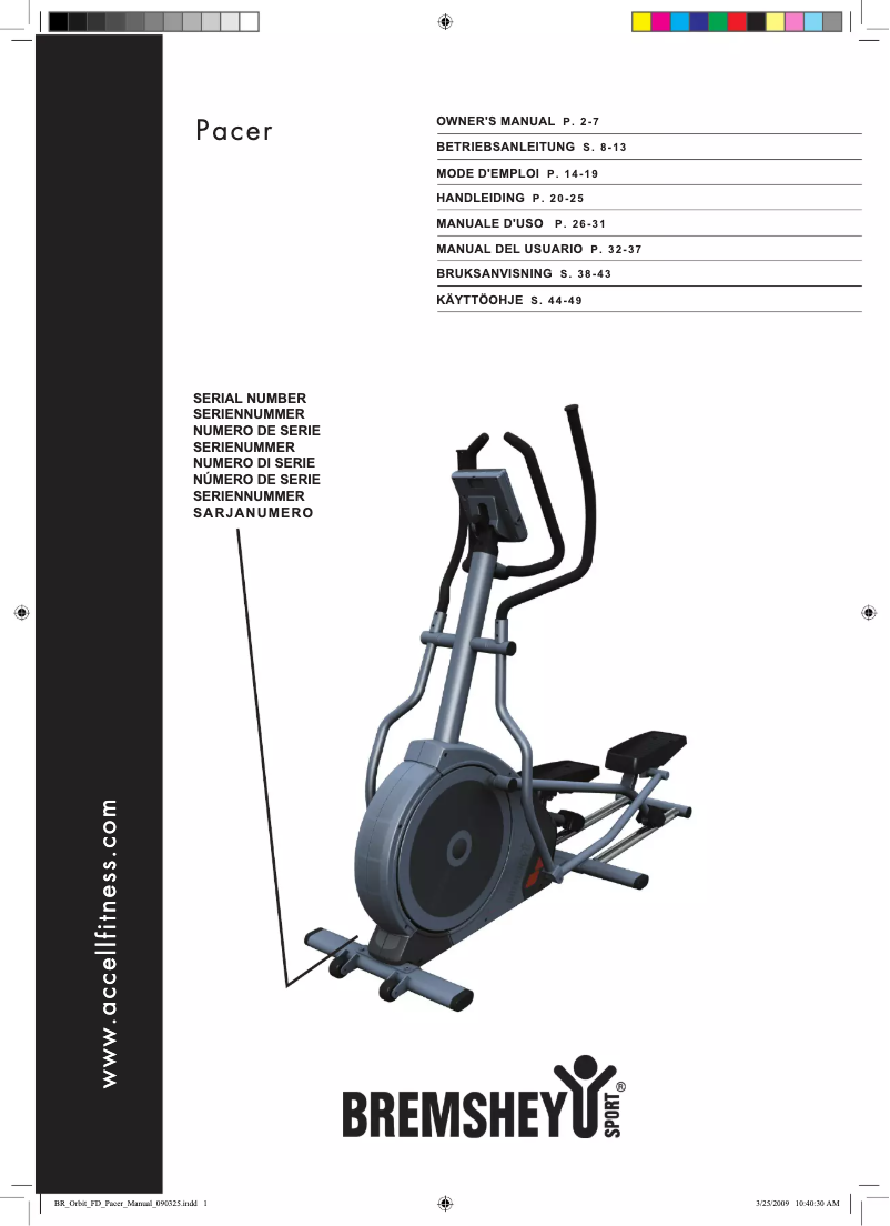 Página 1 del manual Manual de usuario Bremshey Orbit Pacer