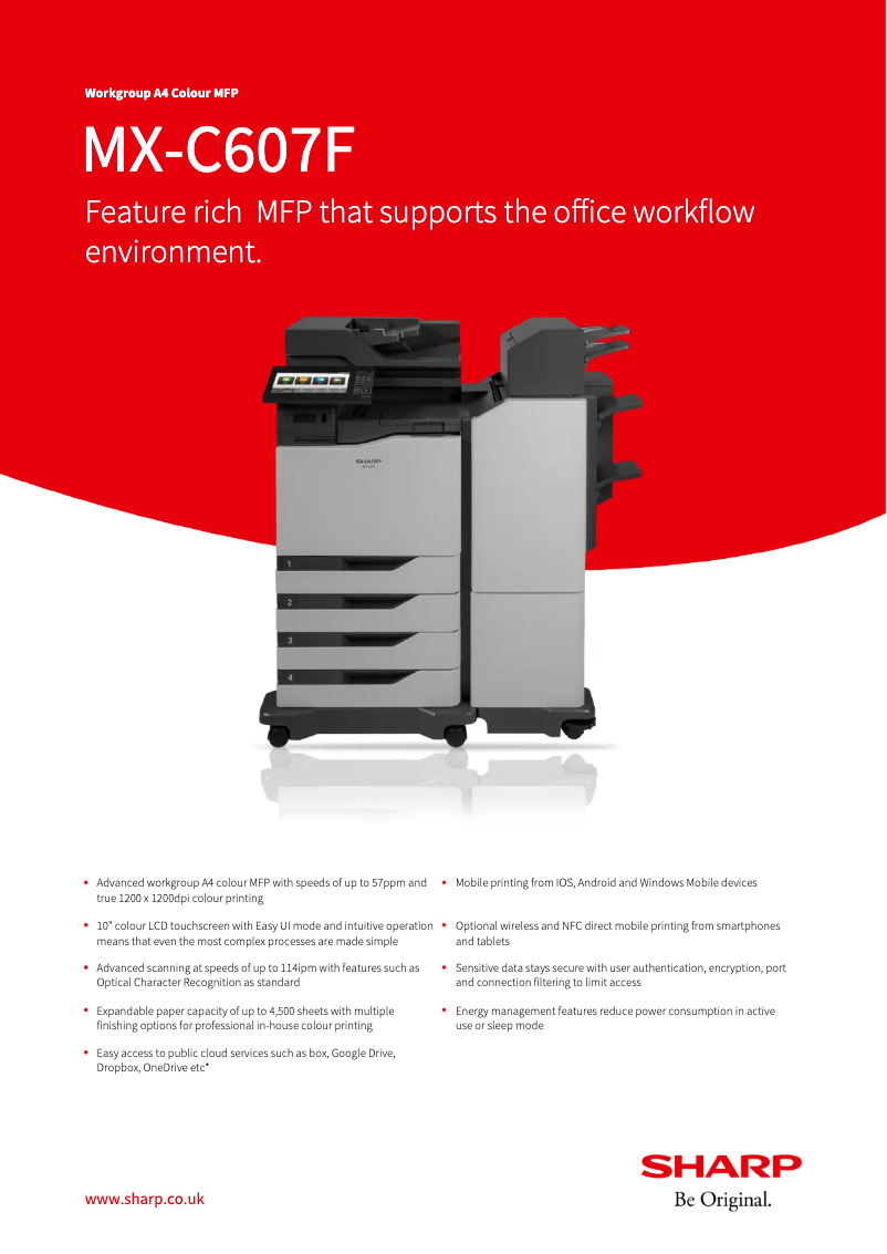 Imagen de la primera página del manual del dispositivo MX-C607F