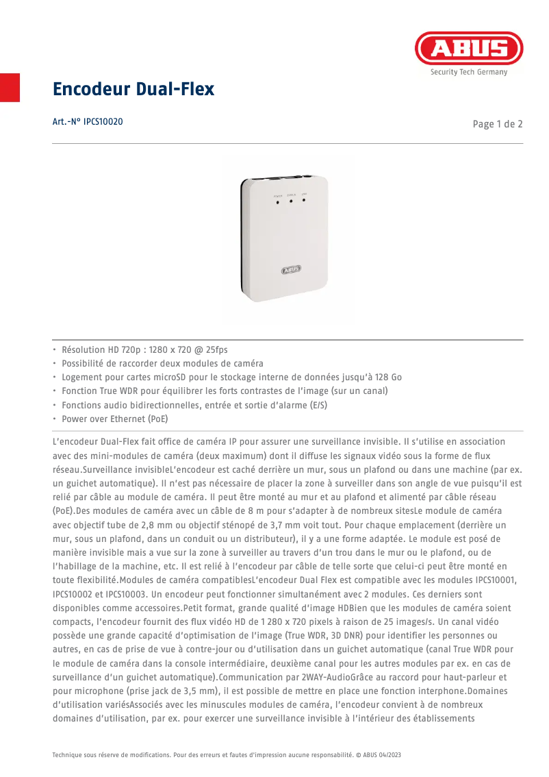 Imagen de la primera página del manual del dispositivo IPCS10020