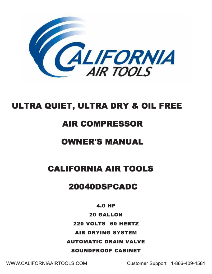 Página 1 del manual Manual de usuario California Air Tools 20040DSPCADC