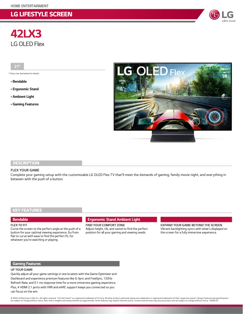 Imagen de la primera página del manual del dispositivo 42LX3QPUA