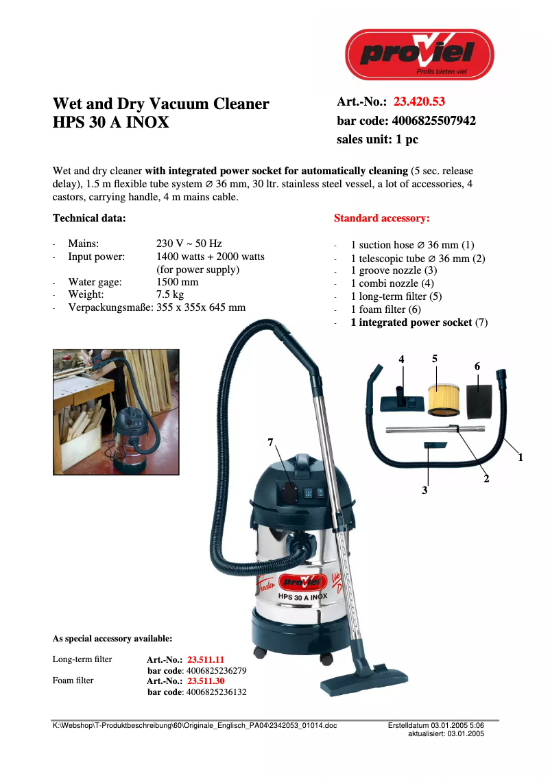 Imagen de la primera página del manual del dispositivo HPS 30A Inox