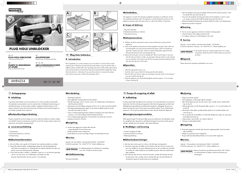 Imagen de la primera página del manual del dispositivo IAN 94254