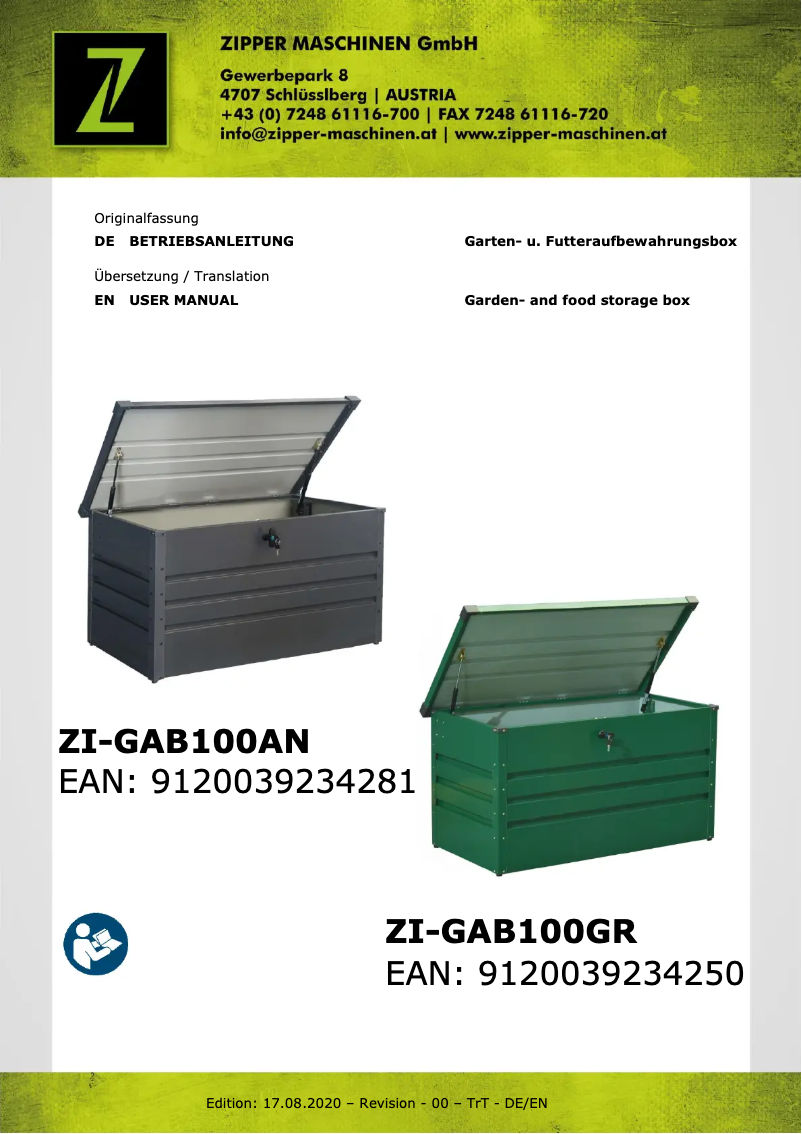 Página 1 del manual Manual de usuario Zipper ZI-GAB100GR