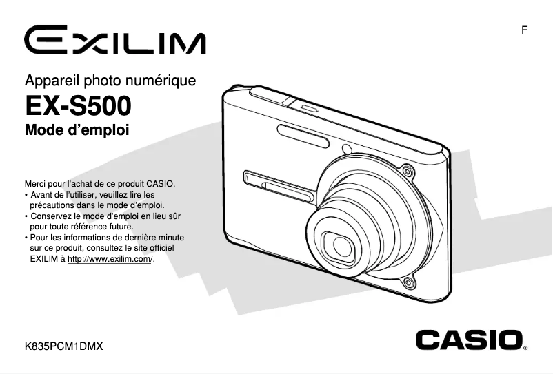 Imagen de la primera página del manual del dispositivo Exilim EX-S500