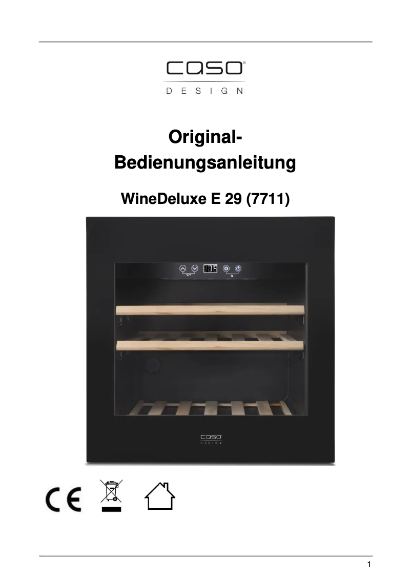 Página 1 del manual Manual de usuario Caso WineDeluxe E29