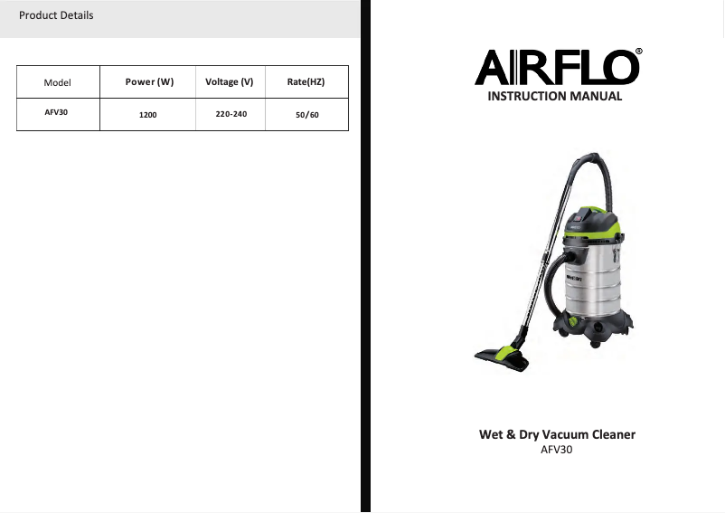 Página 1 del manual Manual de usuario Airflo AFV30