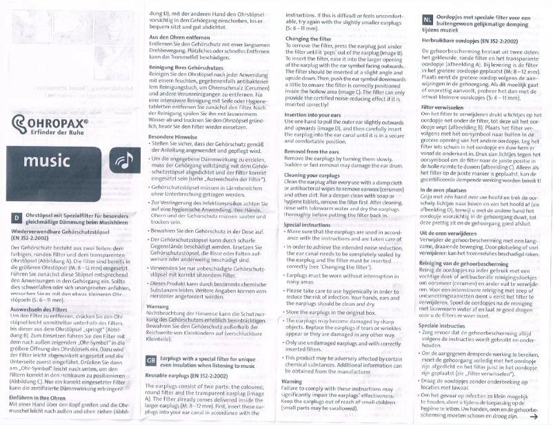 Imagen de la primera página del manual del dispositivo Music