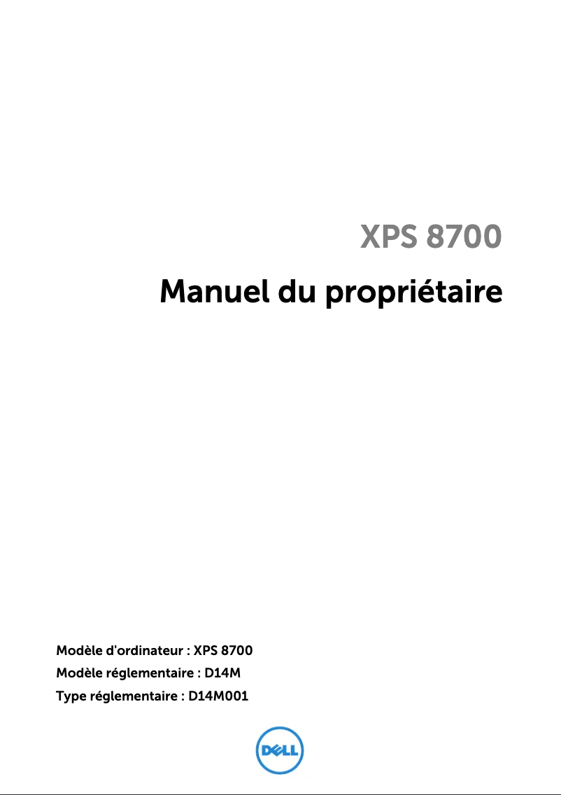 Imagen de la primera página del manual del dispositivo XPS 8700