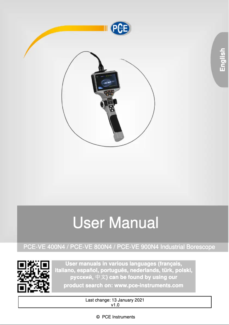 Imagen de la primera página del manual del dispositivo PCE-VE 400N4