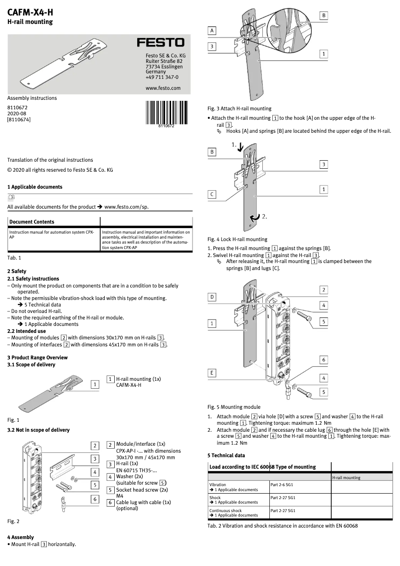 Imagen de la primera página del manual del dispositivo CAFM-X4-H