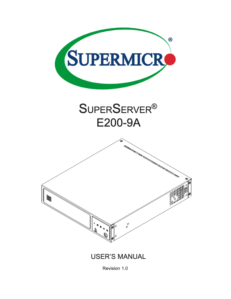 Imagen de la primera página del manual del dispositivo SuperServer E200-9A