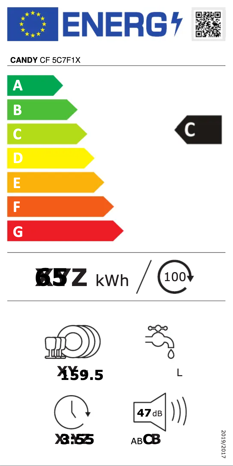 Página 1 del manual Etiqueta energética Candy Rapido' CF 5C7F1X