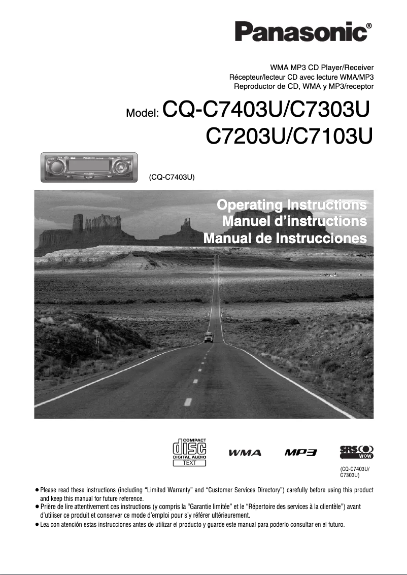 Página nº 1 - Manual de usuario Panasonic CQ-C7303U