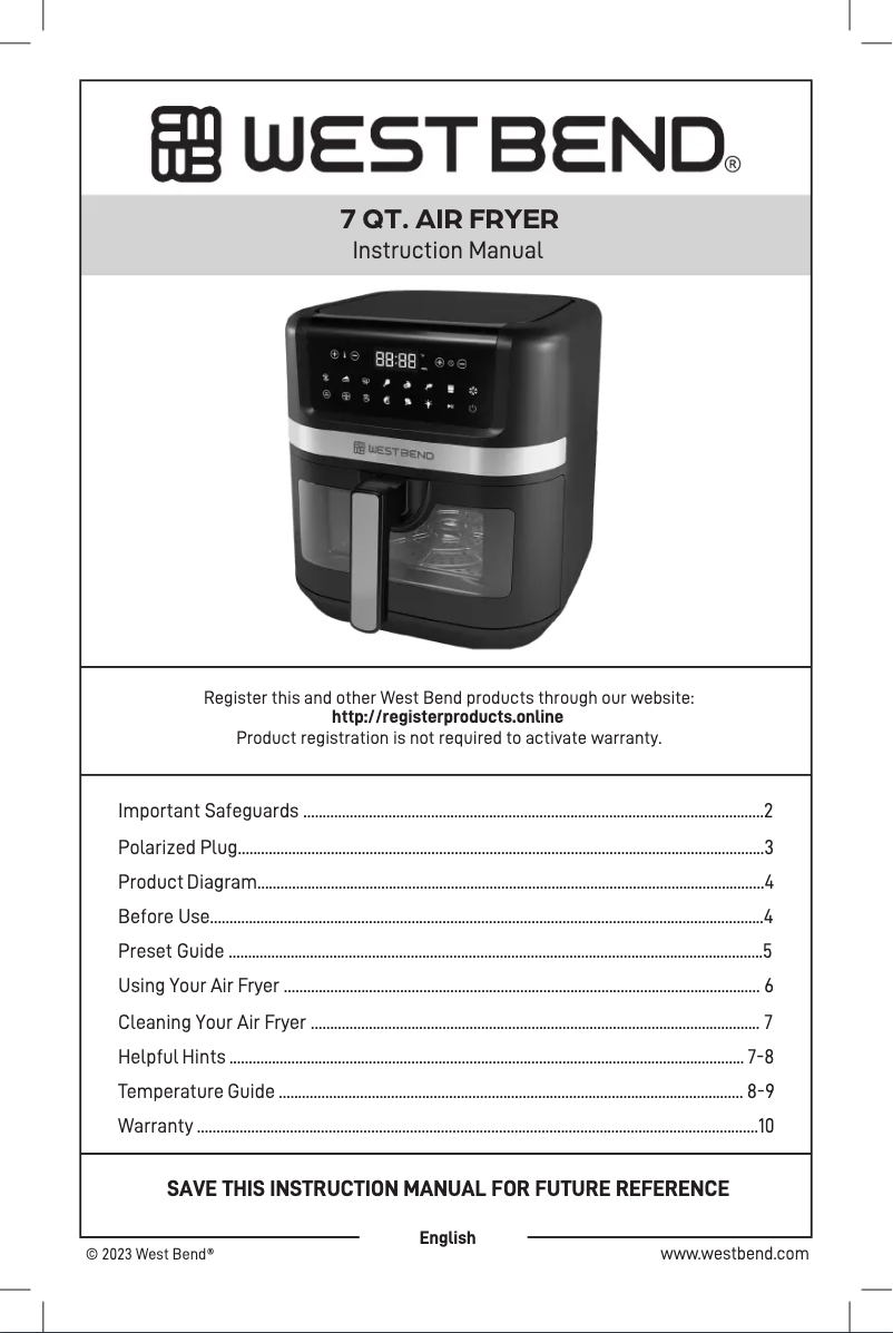 Página 1 del manual Manual de usuario WestBend AFWB7QBK13