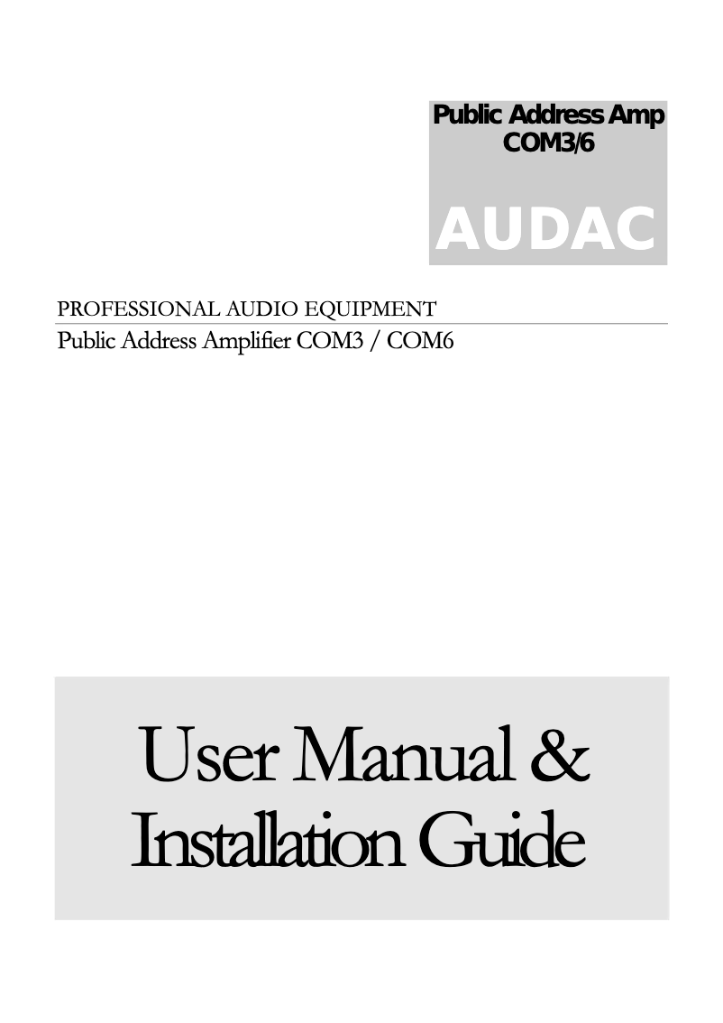 Imagen de la primera página del manual del dispositivo COM6