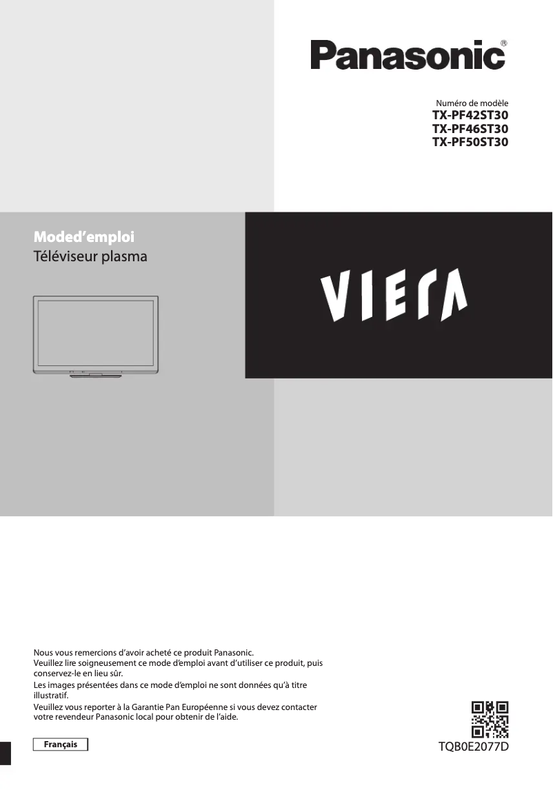 Página 1 del manual Manual de usuario Panasonic Viera TX-PF50ST30