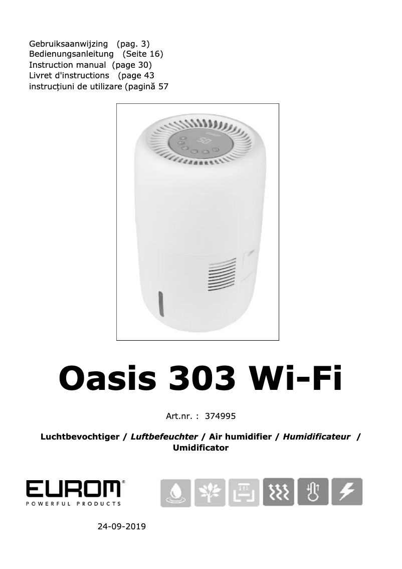 Página nº 1 - Manual de usuario Eurom Oasis 303