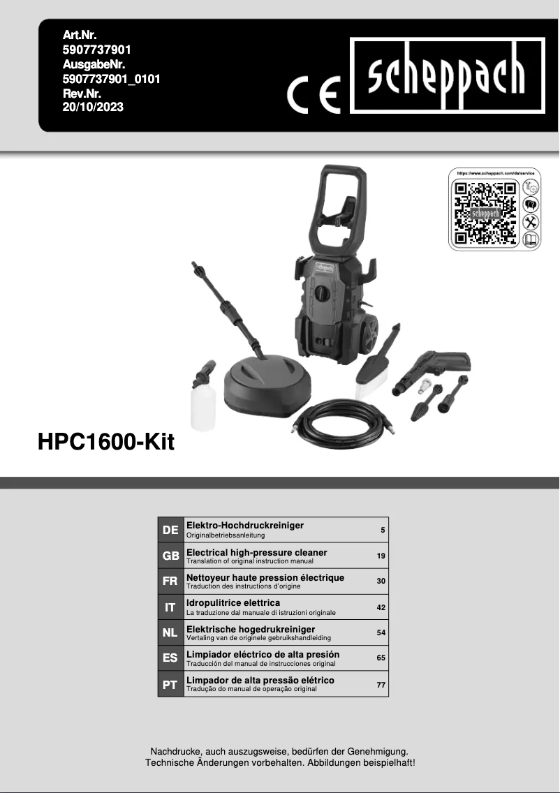 Página nº 1 - Manual de usuario Scheppach HPC1600
