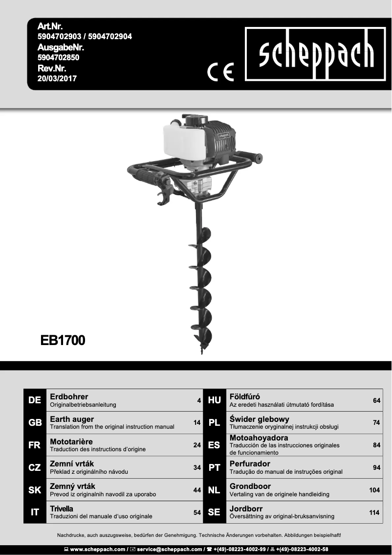 Página 1 del manual Manual de usuario Scheppach EB1700