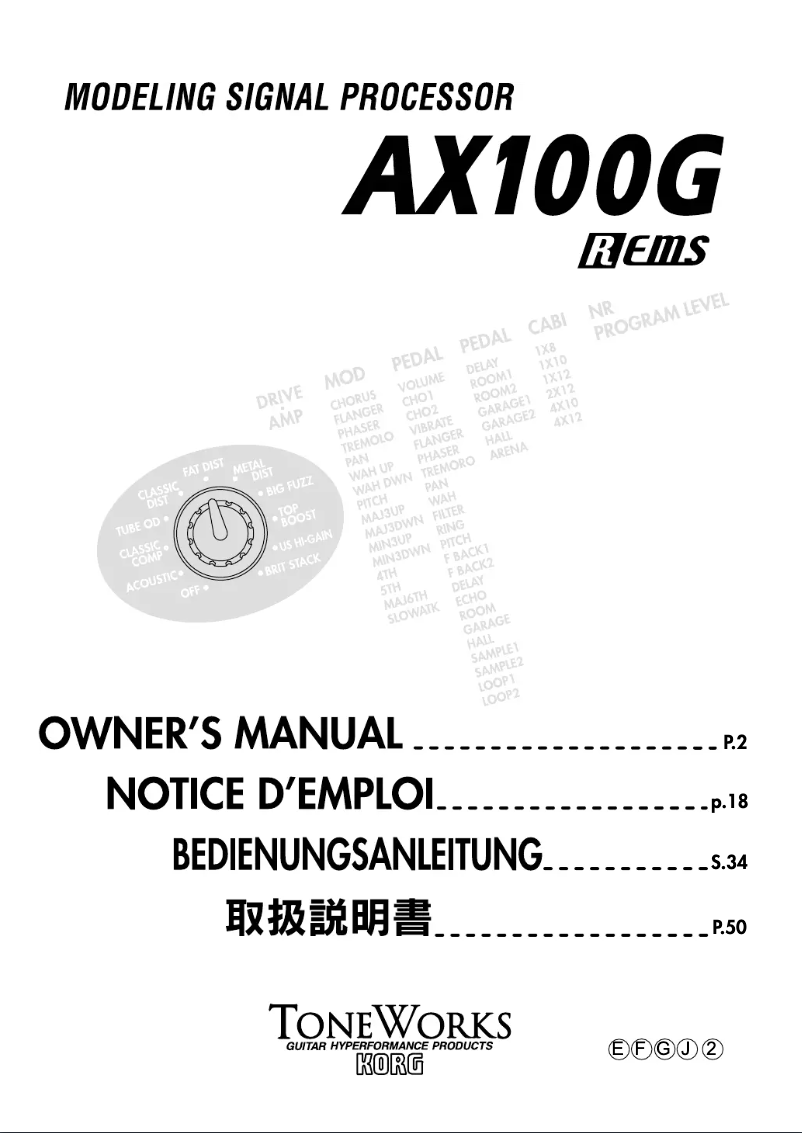 Imagen de la primera página del manual del dispositivo AX100G