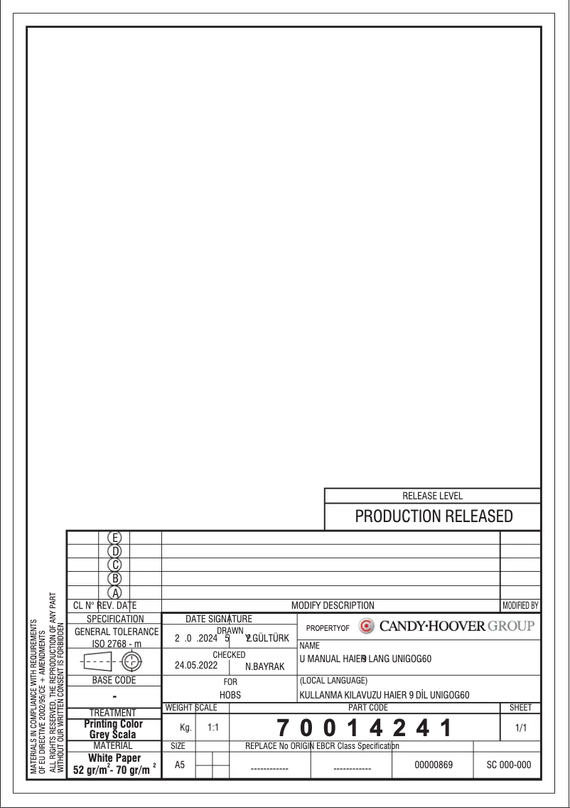 Página 1 del manual Ficha técnica Haier HAVG7WL4HB