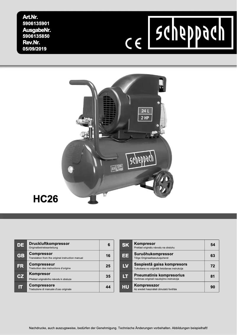 Imagen de la primera página del manual del dispositivo HC26
