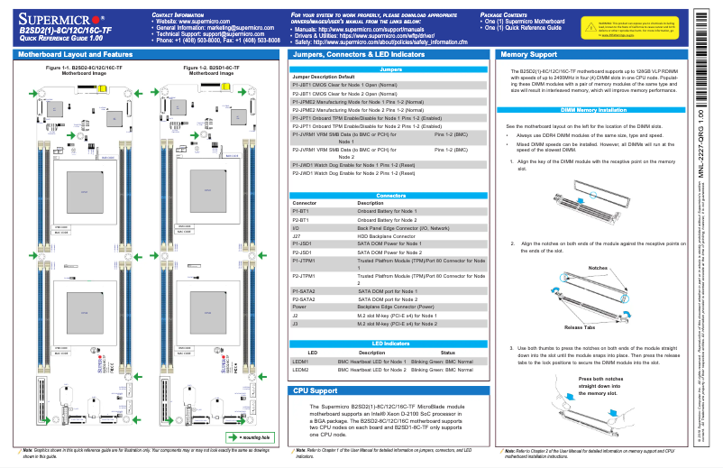Página 1 del manual Guía de inicio rápido Supermicro B2SD1-8C-TF