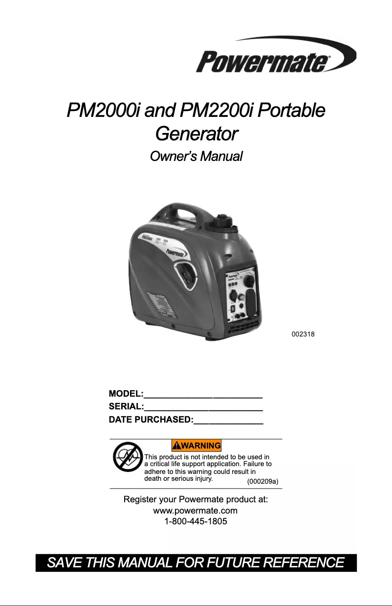 Imagen de la primera página del manual del dispositivo PM2000i