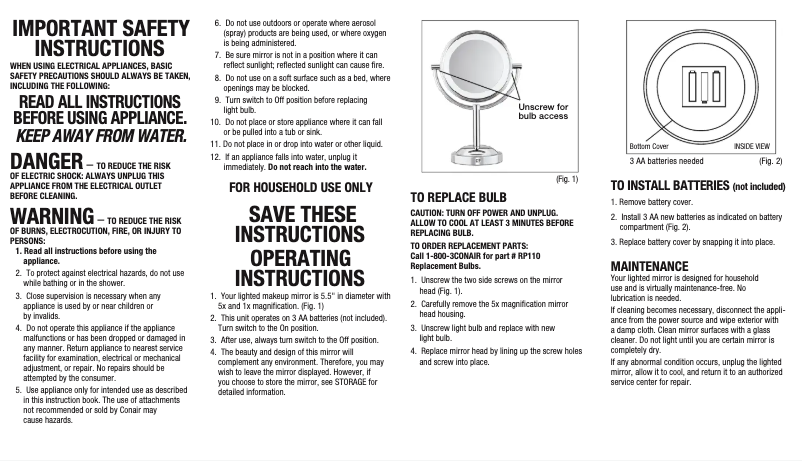 Página 1 del manual Manual de usuario Conair BE4NW