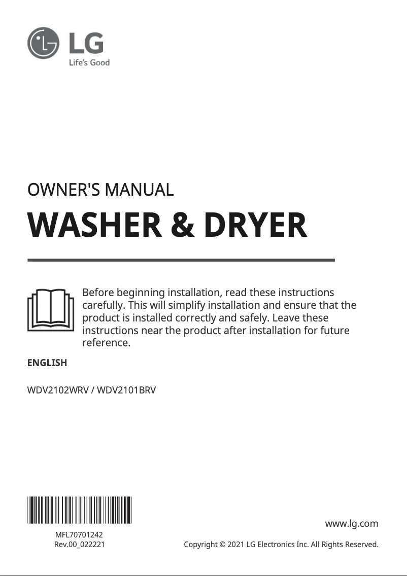 Imagen de la primera página del manual del dispositivo WDV2101BRV