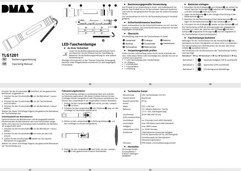 Imagen de la primera página del manual del dispositivo TLG1201