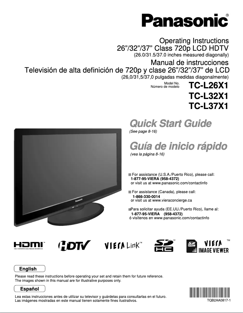 Página 1 del manual Manual de usuario Panasonic TC-L37X1