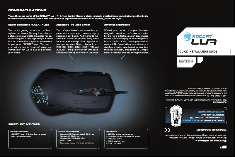 Imagen de la primera página del manual del dispositivo Lua
