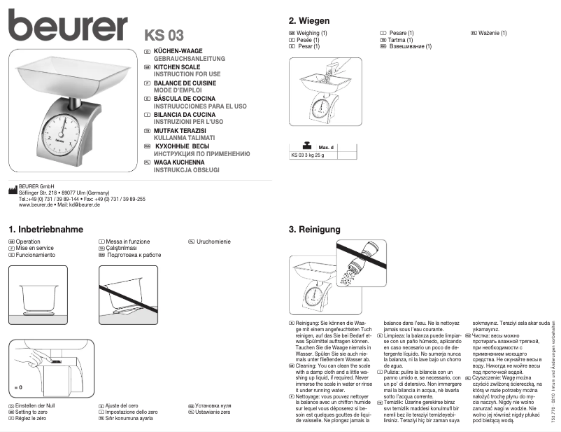 Página 1 del manual Manual de usuario Beurer KS 03