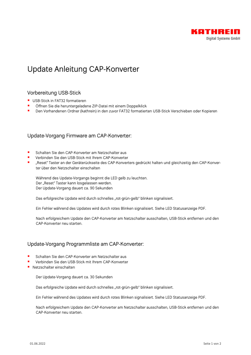 Página 1 del manual Ficha técnica Kathrein CAP Converter V2
