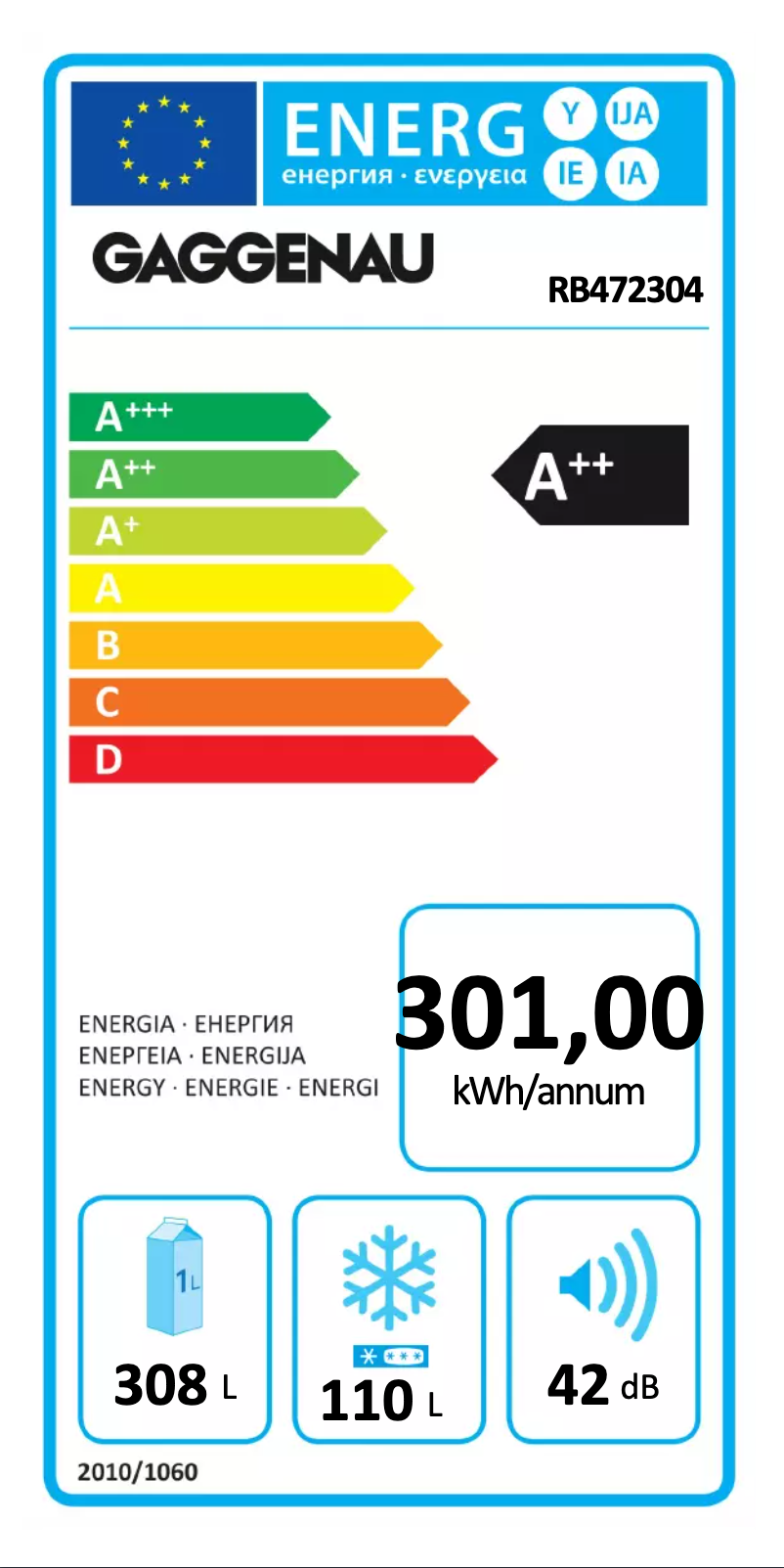 Página 1 del manual Etiqueta energética Gaggenau RB472304